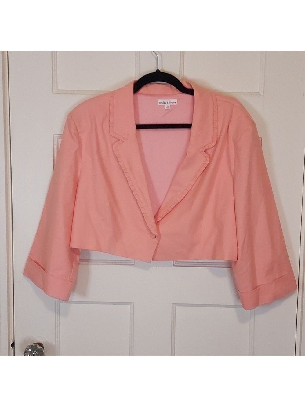 For Love and Lemons Peach Linen Blend Cropped Blazer Size XL - Picture 1 of 14